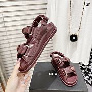 Chanel Burgundy Quilted Lambskin Dad Sandals - 4