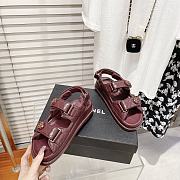 Chanel Burgundy Quilted Lambskin Dad Sandals - 5