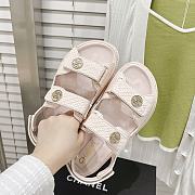 Chanel Pink Calfskin Printed Velcro Dad Sandals - 4