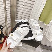 Chanel White Calfskin Printed Velcro Dad Sandals - 2