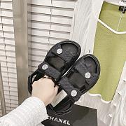 Chanel Black Calfskin Printed Velcro Dad Sandals - 4