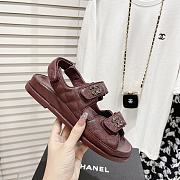 Chanel Burgundy Quilted Leather Dad Sandals - 2