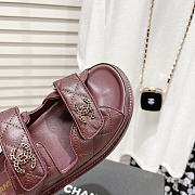 Chanel Burgundy Quilted Leather Dad Sandals - 3