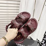 Chanel Burgundy Quilted Leather Dad Sandals - 5