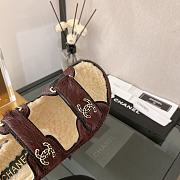 Chanel Burgundy Shearling Dad Sandals - 5