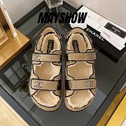 Chanel Beige Shearling Dad Sandals - 1