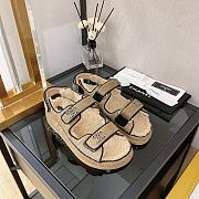 Chanel Beige Shearling Dad Sandals - 5