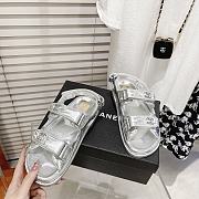 Chanel Silver Leather Dad Sandals - 2