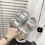 Chanel Silver Leather Dad Sandals - 3