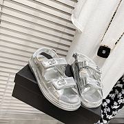 Chanel Silver Leather Dad Sandals - 4