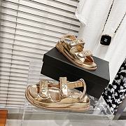 Chanel Patent Gold Leather Dad Sandals - 4