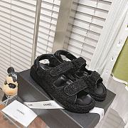 Chanel Black Fur Dad Sandals - 4