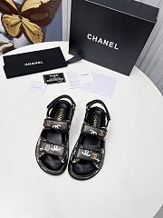 Chanel Black Logo Printed Dad Sandals - 5