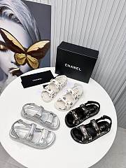 Chanel White Logo Printed Dad Sandals - 4