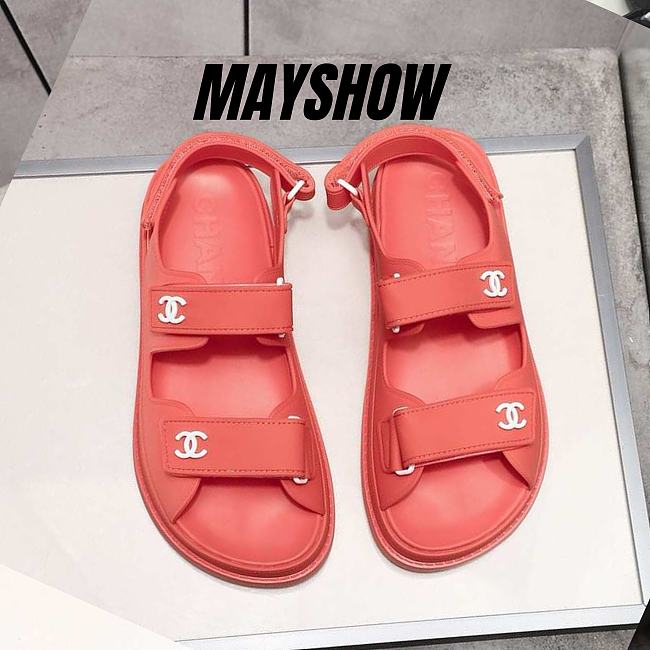 Chanel Red Rubber Dad Sandals - 1