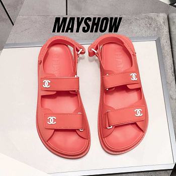 Chanel Red Rubber Dad Sandals