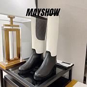 Chanel White Black Calfskin High Boots - 1