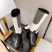 Chanel White Black Calfskin High Boots - 4