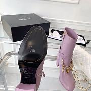 Chanel Pink Calfskin with Chain Ankle Boots - 5