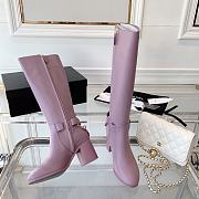 Chanel Pink Calfskin with Chain High Boots - 4