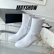 Chanel White Calfskin with Chain Ankle Boots - 1