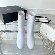 Chanel White Calfskin with Chain Ankle Boots - 2