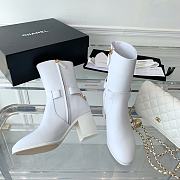 Chanel White Calfskin with Chain Ankle Boots - 5