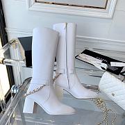 Chanel White Calfskin with Chain High Boots - 5