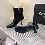 Chanel Black Crocodile Block Ankle Boots - 4