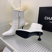 Chanel White Crocodile Block Ankle Boots - 4