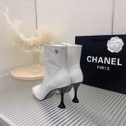 Chanel White Crocodile Block Ankle Boots - 3