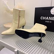 Chanel Cream Crocodile Block Ankle Boots - 2