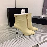 Chanel Cream Crocodile Block Ankle Boots - 3