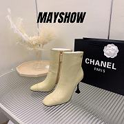 Chanel Cream Crocodile Block Ankle Boots - 1