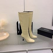 Chanel Cream Crocodile Block High Boots - 2