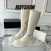 Chanel Cream White Patent Leather High Boots - 1