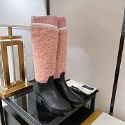 Chanel Pink Wool Knit High Boots - 3