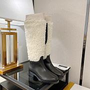 Chanel White Wool Knit High Boots - 3