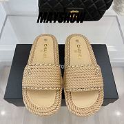 Chanel Beige Braided Knit CC Mules - 1