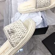 Chanel White Braided Knit CC Mules - 4