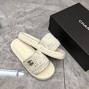 Chanel White Braided Knit CC Mules - 2