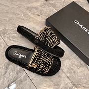 Chanel Black Gold Braided Knit CC Mules - 5