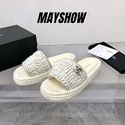 Chanel White Braided Knit CC Mules - 1