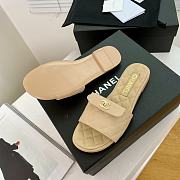 Chanel Beige Turnlock Gold Cc Logo Flats Quilted Sandals - 4