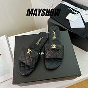 Chanel Black Turnlock Gold Cc Logo Flats Quilted Sandals - 1