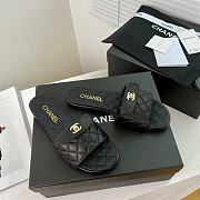 Chanel Black Turnlock Gold Cc Logo Flats Quilted Sandals - 4