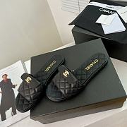 Chanel Black Turnlock Gold Cc Logo Flats Quilted Sandals - 5