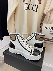 Chanel White Platform Plain Toe Mountain Boots - 2