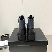 Chanel Navy Lambskin Quilted Lace Up Combat Boots - 5