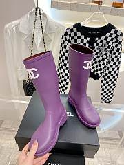 Chanel Purple Caoutchouc High Boots - 3